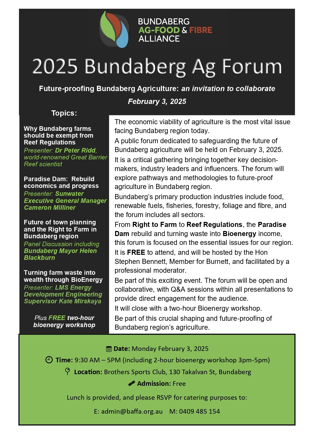 2025 Bundaberg Ag Forum Invitation